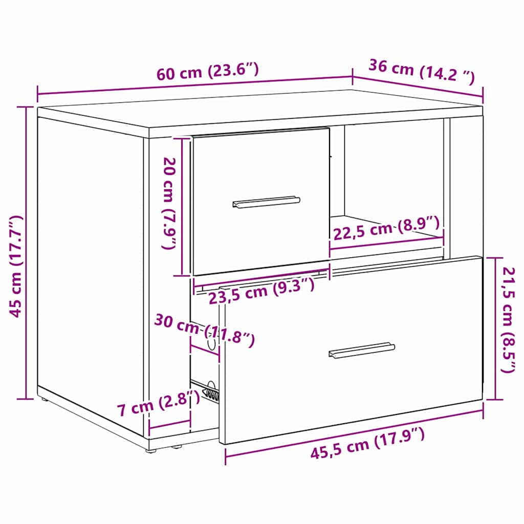 Nachttisch Altholz 35 x 60 x 50 cm Holzwerkstoff