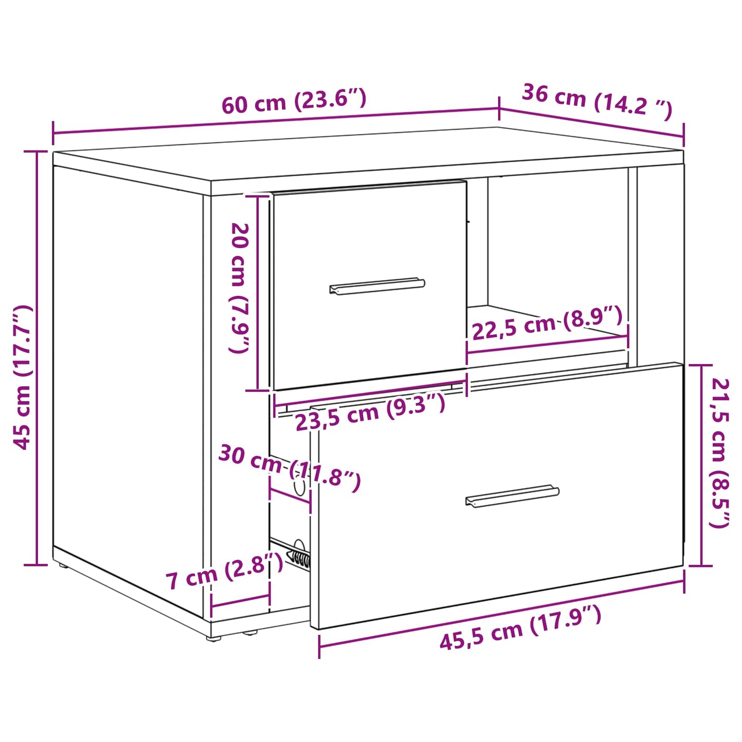 Nachttisch Altholz 35 x 60 x 50 cm Holzwerkstoff