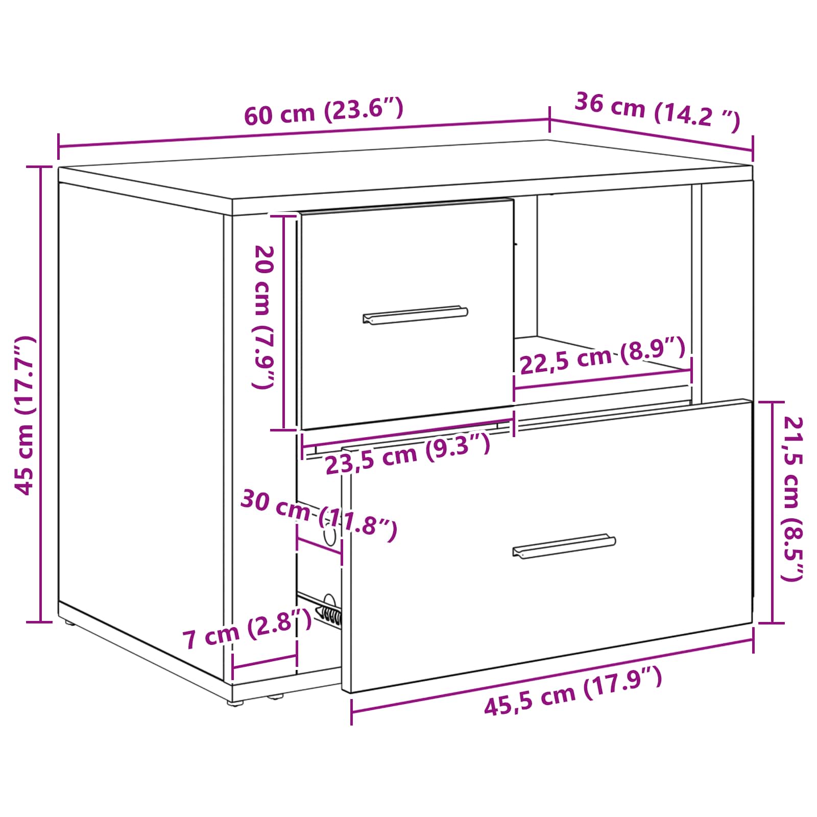 Nachttisch Altholz 35 x 60 x 50 cm Holzwerkstoff
