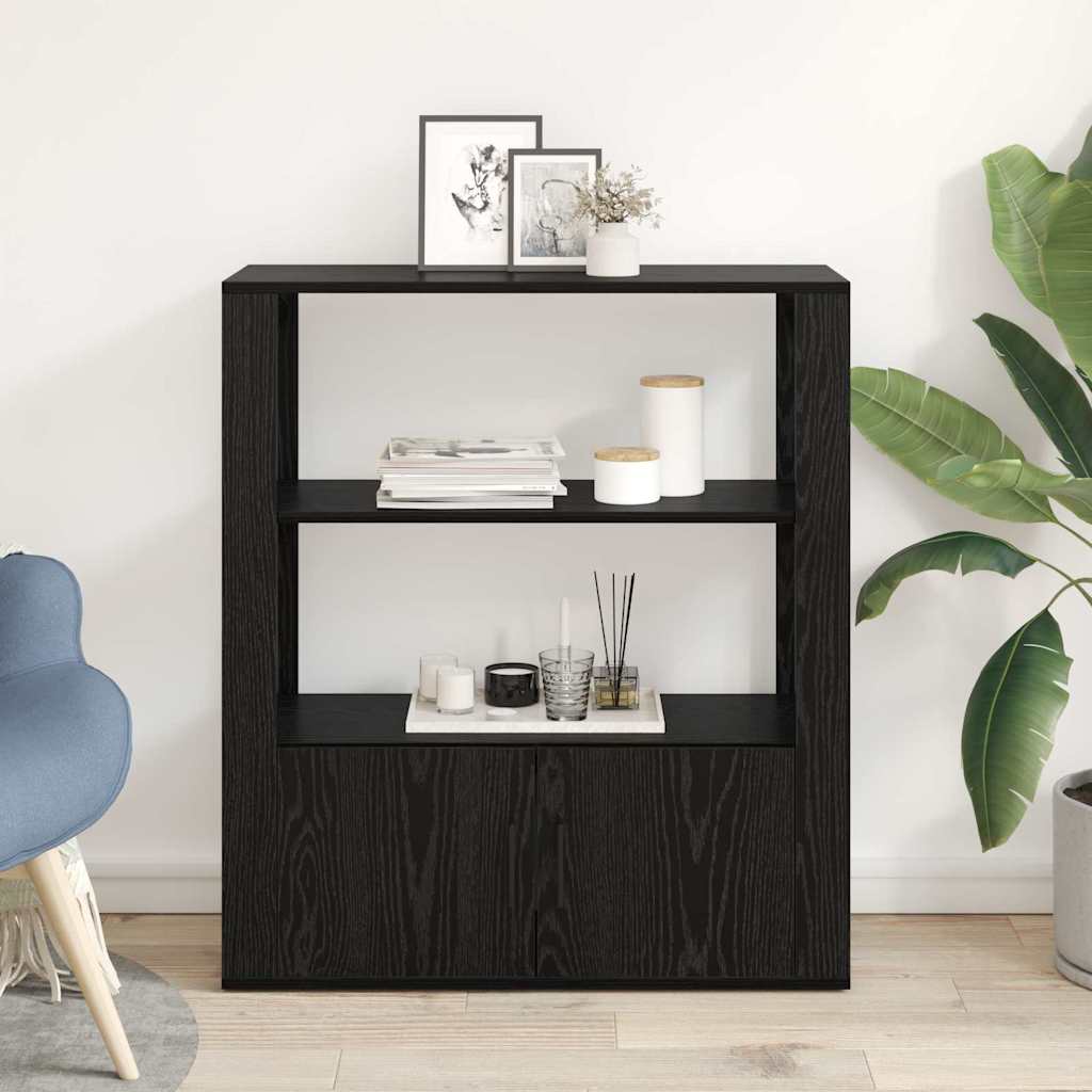 Sideboard Schwarz Eichen-Optik 30 x 80 x 90 cm Holzwerkstoff
