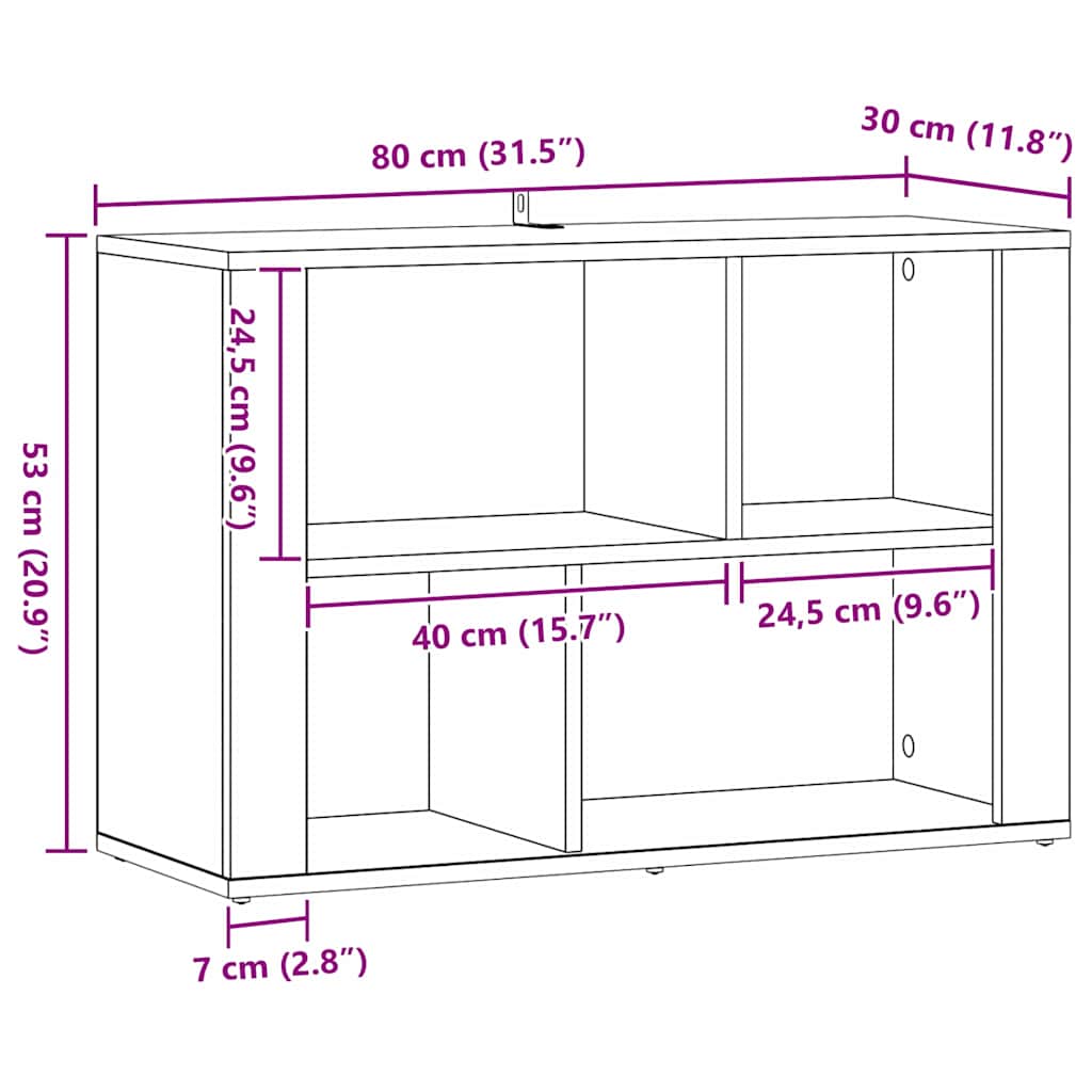 Sideboard Schwarz Eichen-Optik 80 x 30 x 53 cm Holzwerkstoff