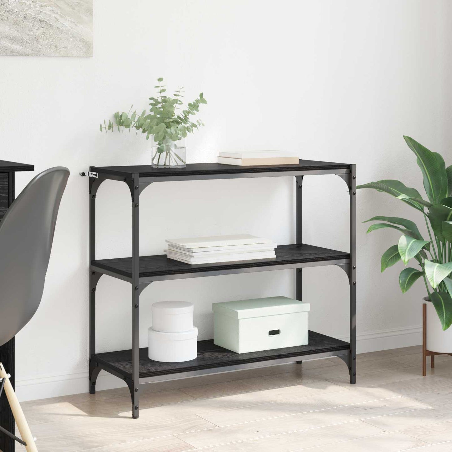 Bücherregal Schwarz Eichen-Optik 80 x 33 x 70,5 cm