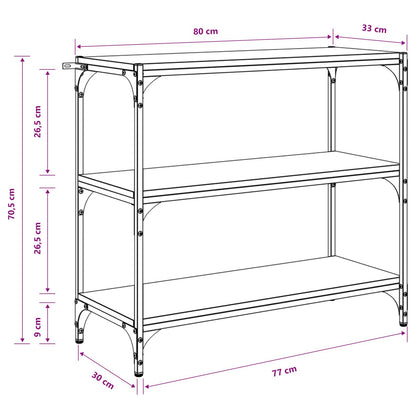 Bücherregal Schwarz Eichen-Optik 80 x 33 x 70,5 cm