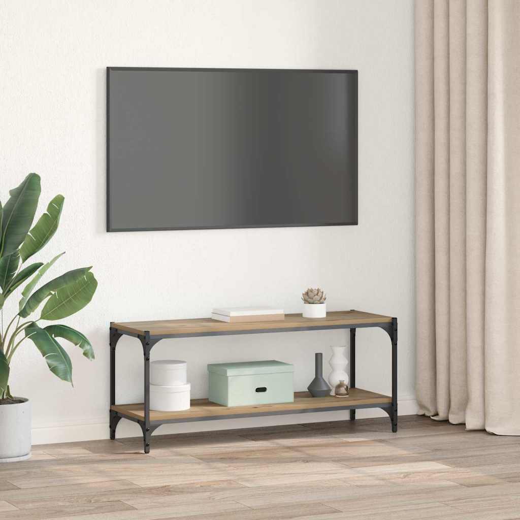TV-Schränk 2 Ebenen 100x33x41cm Verbundholz und Eisen