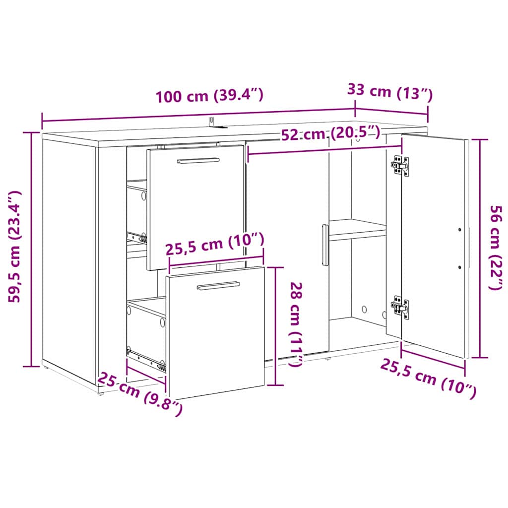 Sideboard Altholz 100 x 33 x 59.5 cm Holzwerkstoff