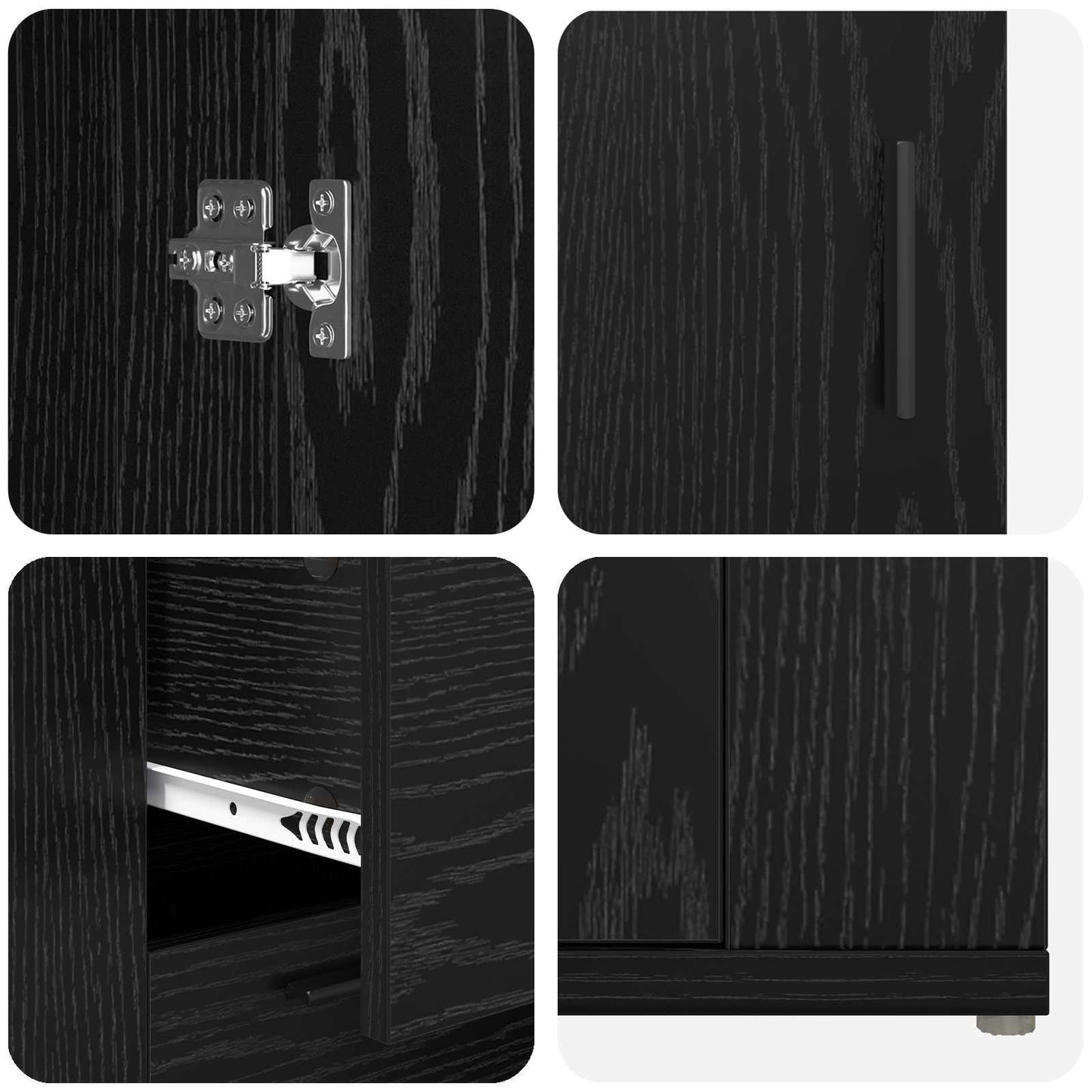Sideboard Schwarz Eichen-Optik 100 x 33 x 59.5 cm Holzwerkstoff