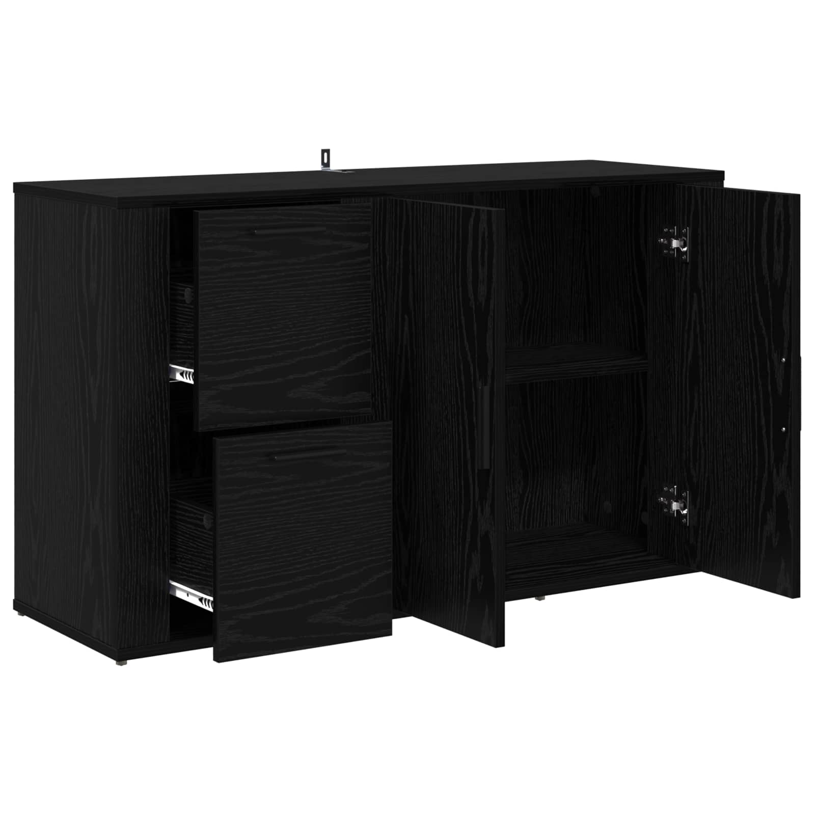 Sideboard Schwarz Eichen-Optik 100 x 33 x 59.5 cm Holzwerkstoff