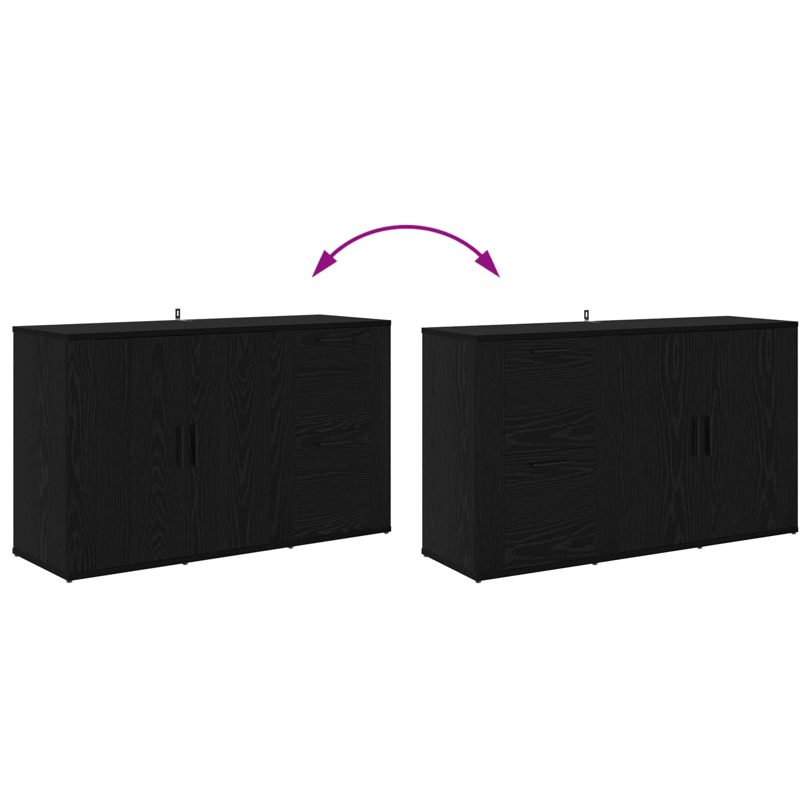Sideboard Schwarz Eichen-Optik 100 x 33 x 59.5 cm Holzwerkstoff