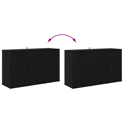 Sideboard Schwarz Eichen-Optik 100 x 33 x 59.5 cm Holzwerkstoff