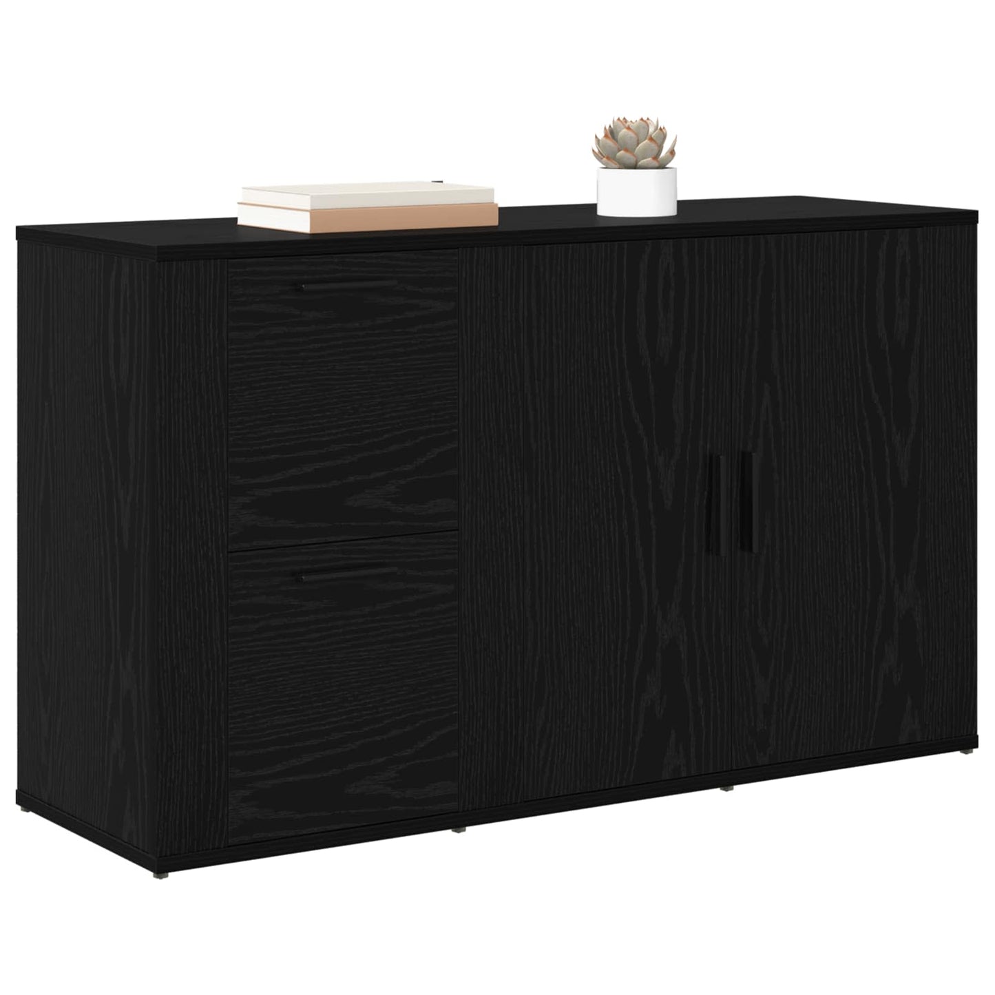 Sideboard Schwarz Eichen-Optik 100 x 33 x 59.5 cm Holzwerkstoff