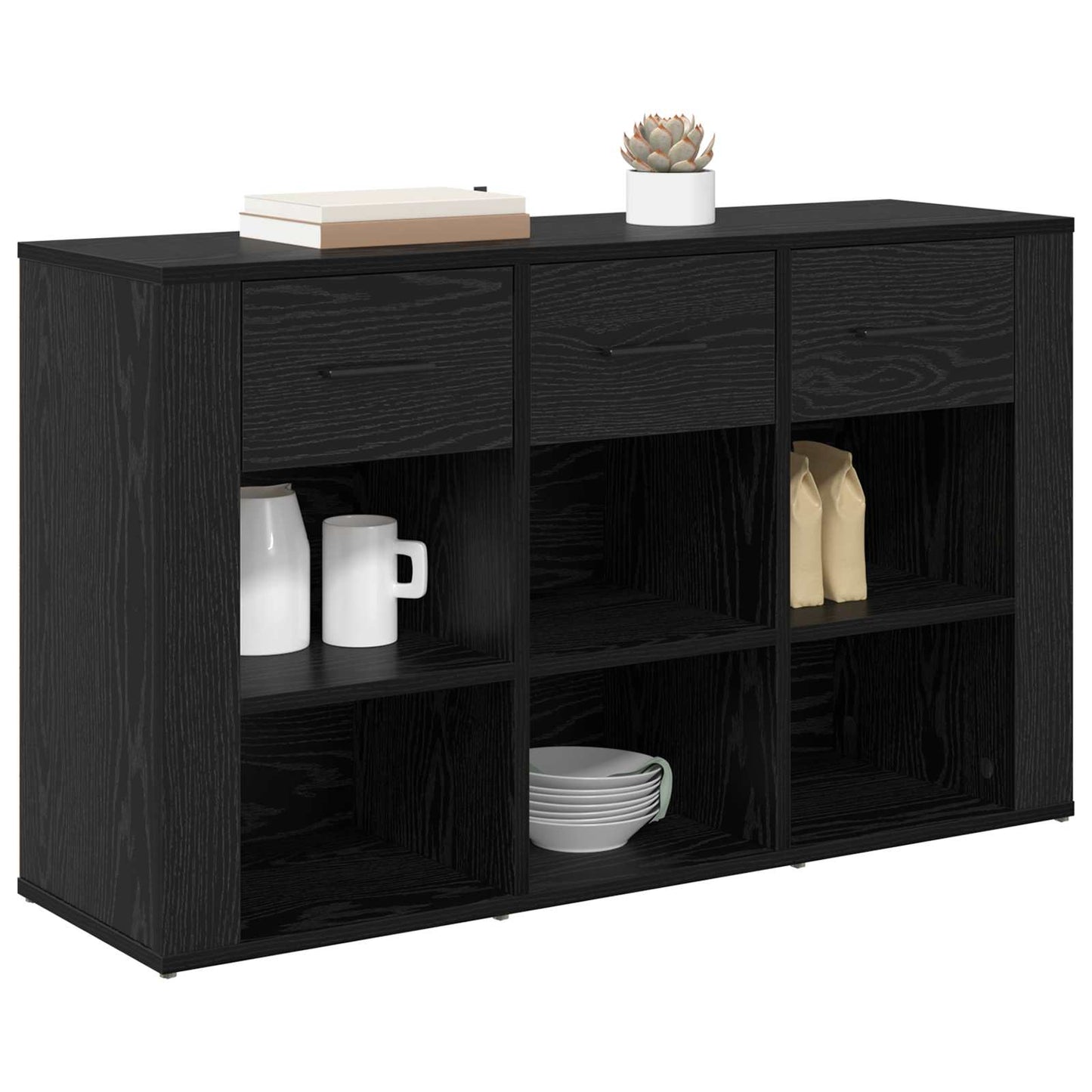 Sideboard Schwarz Eichen-Optik 100 x 30 x 59,5 cm Holzwerkstoff