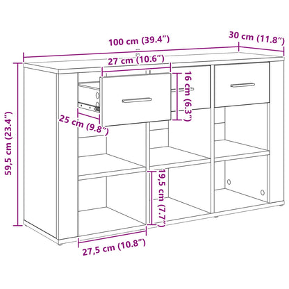 Sideboard Schwarz Eichen-Optik 100 x 30 x 59,5 cm Holzwerkstoff
