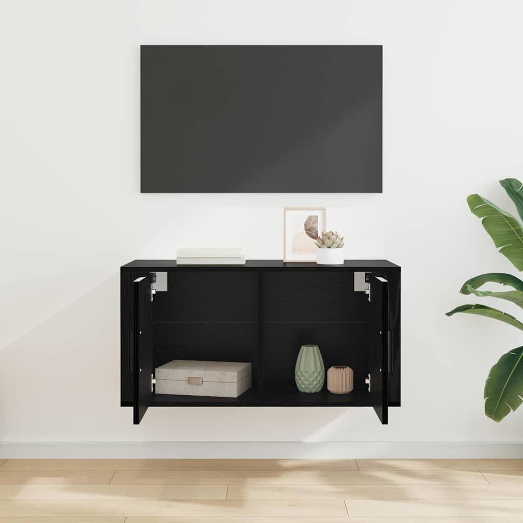 80 x 34,5 x 40 cm Schwarz Eichen-Optik Holzwerkstoff