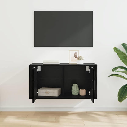 80 x 34,5 x 40 cm Schwarz Eichen-Optik Holzwerkstoff