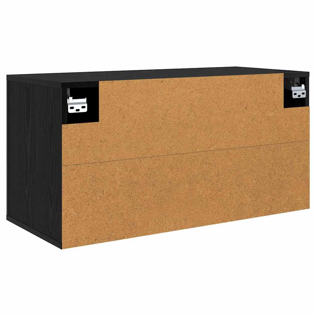 80 x 34,5 x 40 cm Schwarz Eichen-Optik Holzwerkstoff