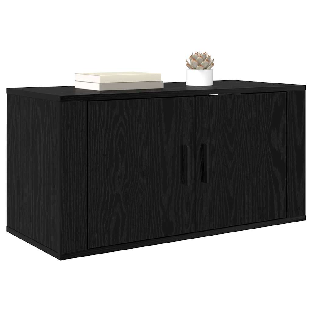 80 x 34,5 x 40 cm Schwarz Eichen-Optik Holzwerkstoff