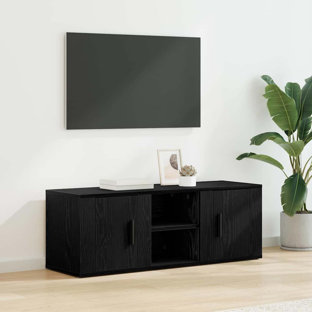 TV-Schränk 100 x 31,5 x 35 cm Schwarz Eichen-Optik