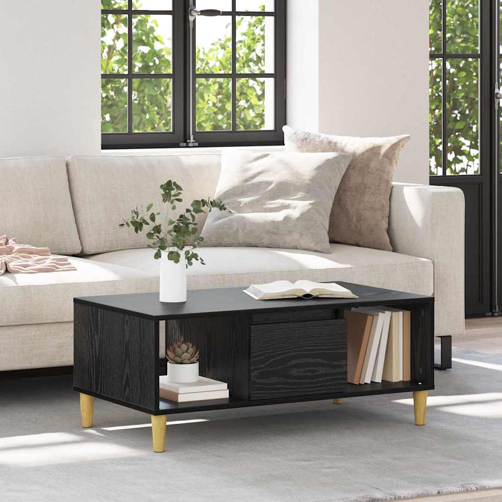 Couchtisch Schwarz Eichen-Optik 90 x 50 x 26,5 cm Holzwerkstoff