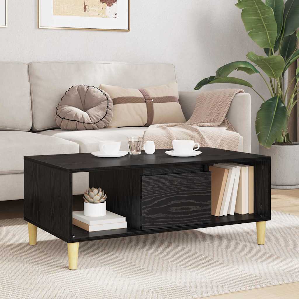 Couchtisch Schwarz Eichen-Optik 90 x 50 x 26,5 cm Holzwerkstoff