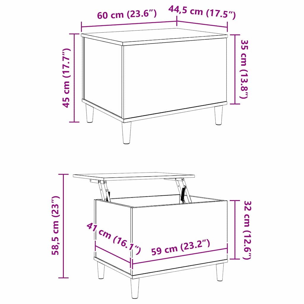 Nachttisch Altholz 60 x 44,5 x 45 cm Holzwerkstoff