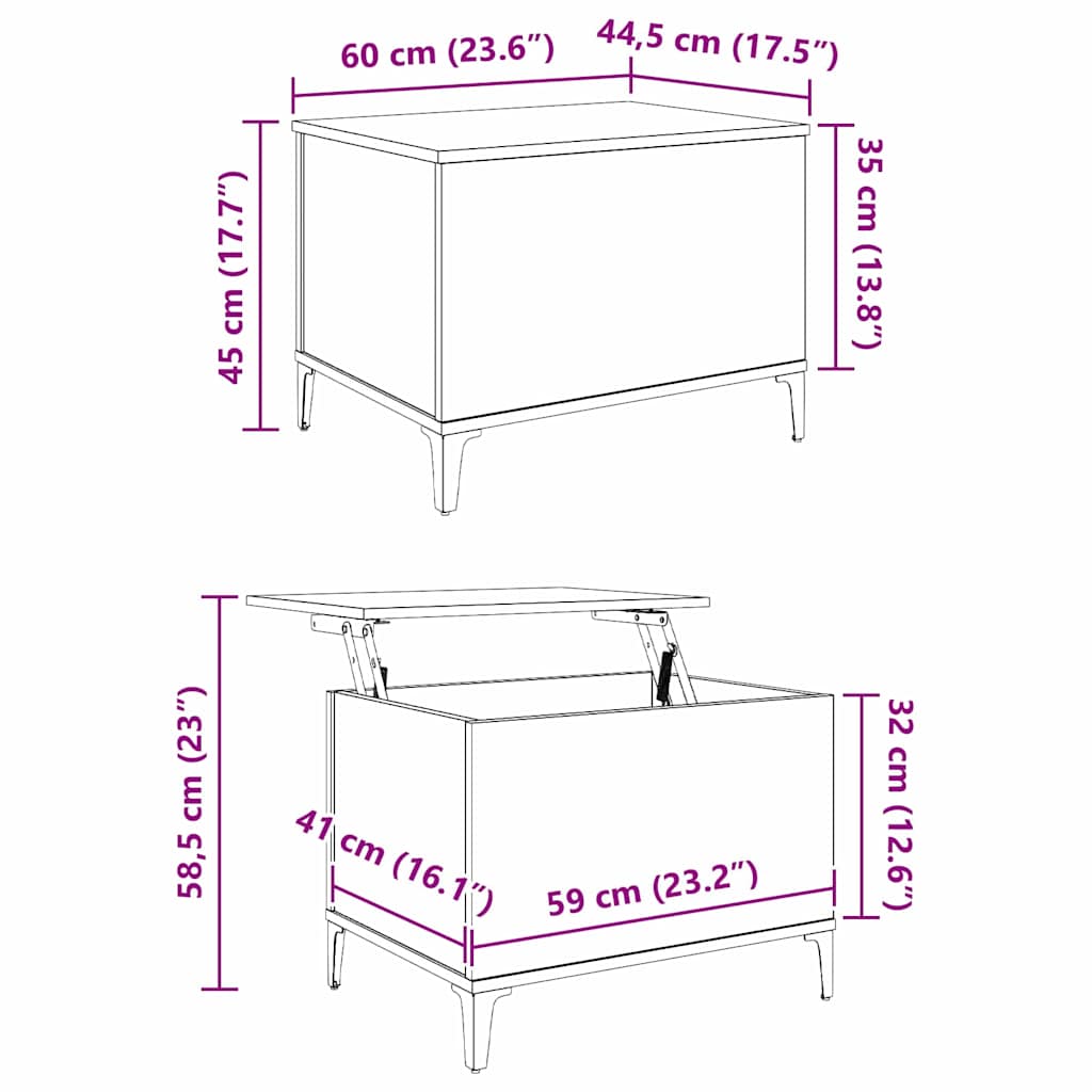 Couchtisch Artisan-Eiche 60 x 44,5 x 45 cm Holzwerkstoff
