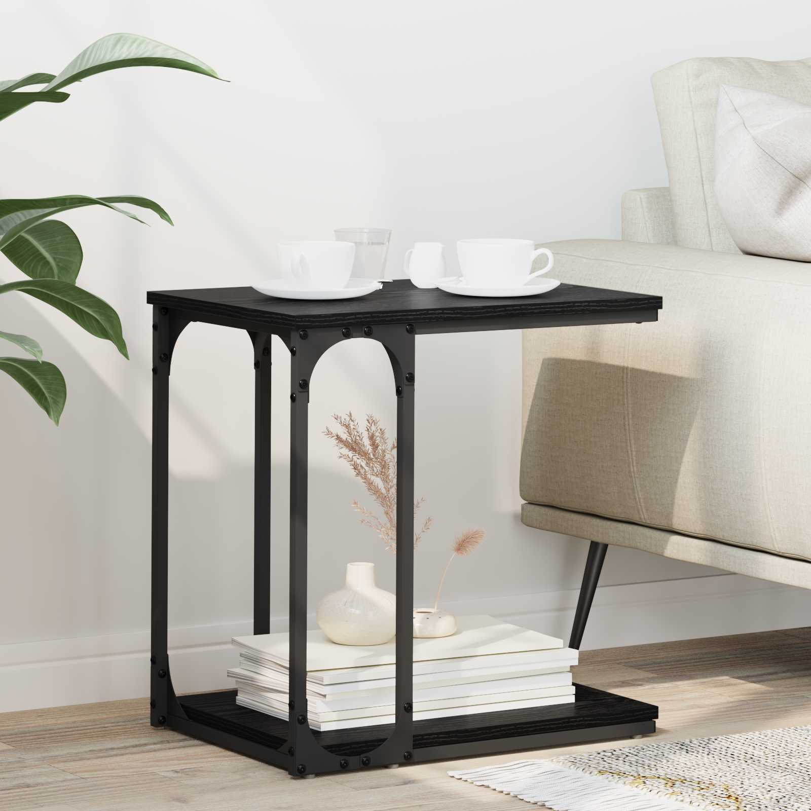 Beistelltisch Schwarz Eichen-Optik 50 x 35 x 52 cm