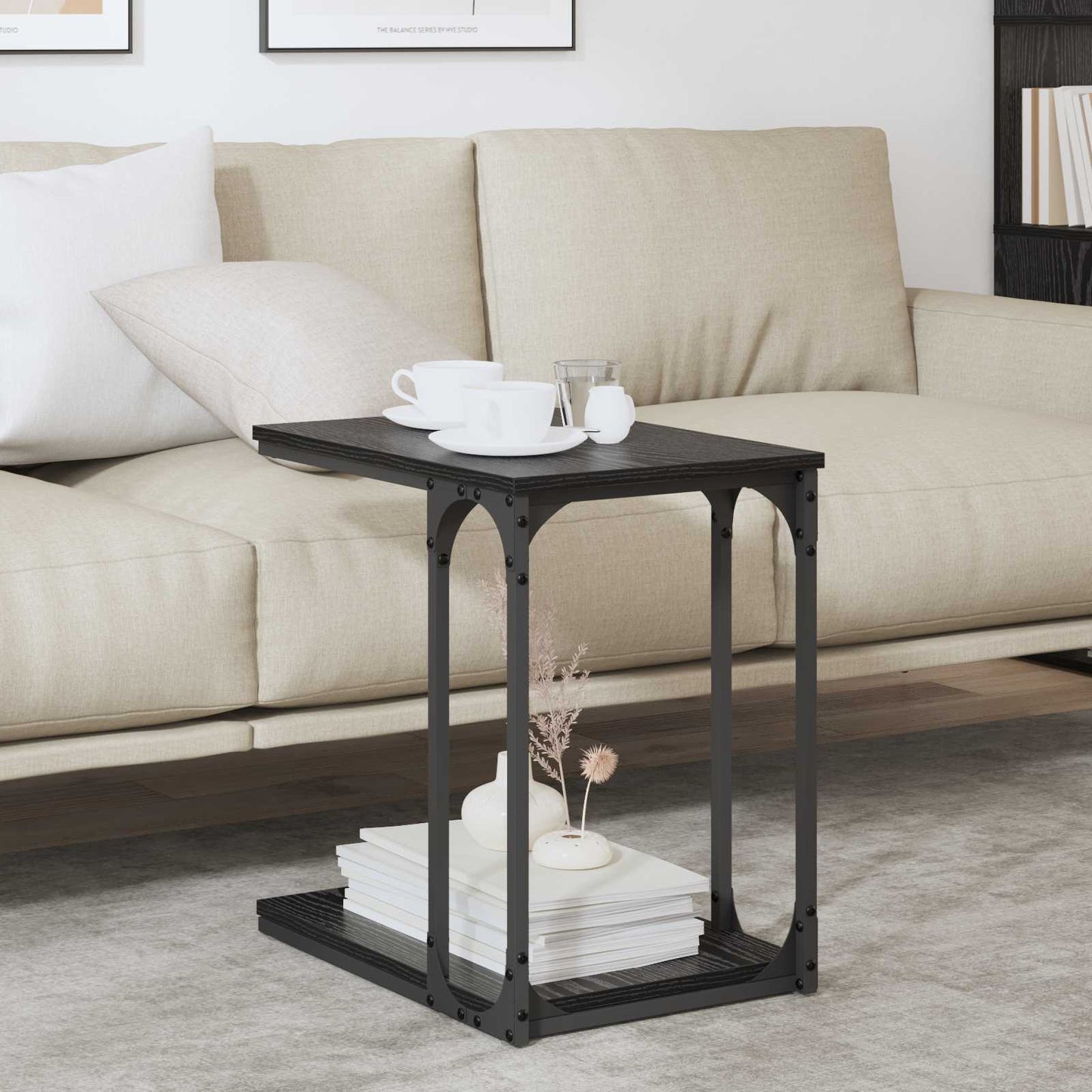 Beistelltisch Schwarz Eichen-Optik 50 x 35 x 52 cm