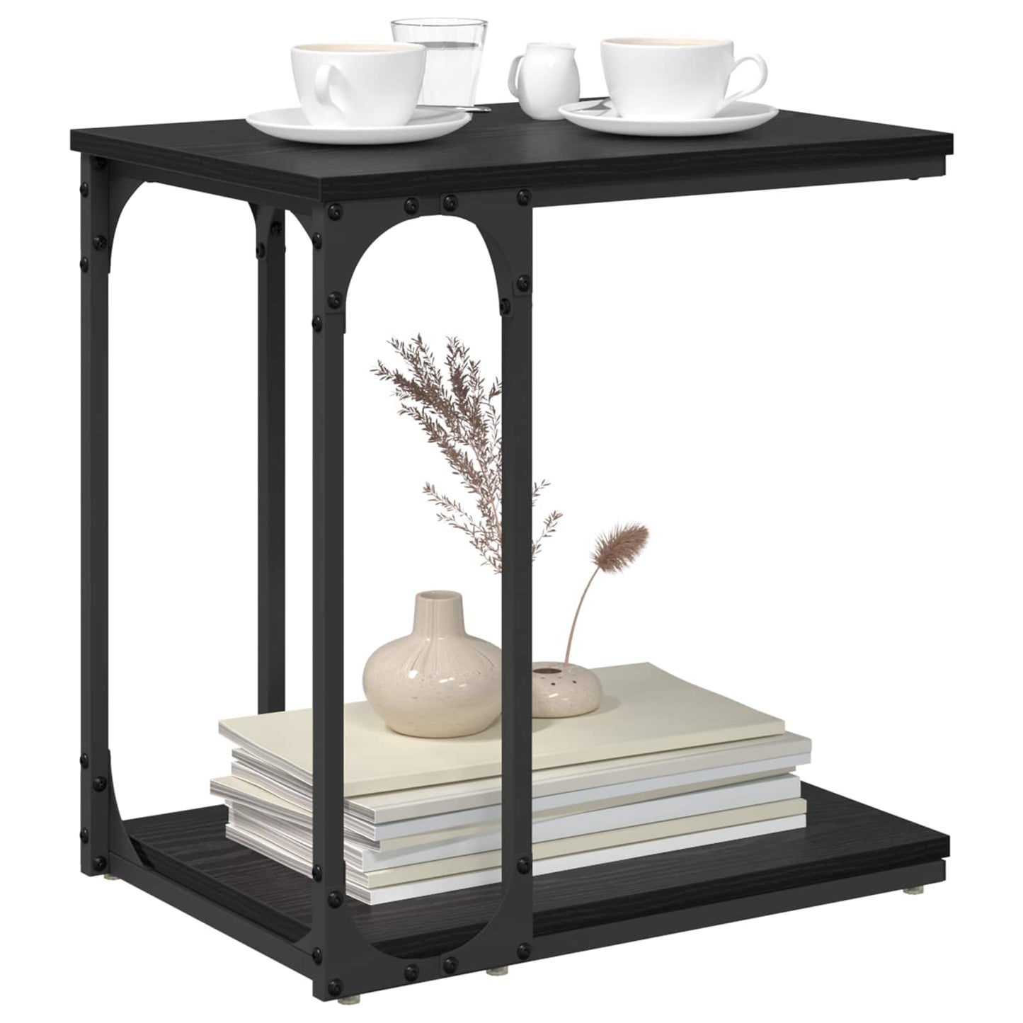 Beistelltisch Schwarz Eichen-Optik 50 x 35 x 52 cm