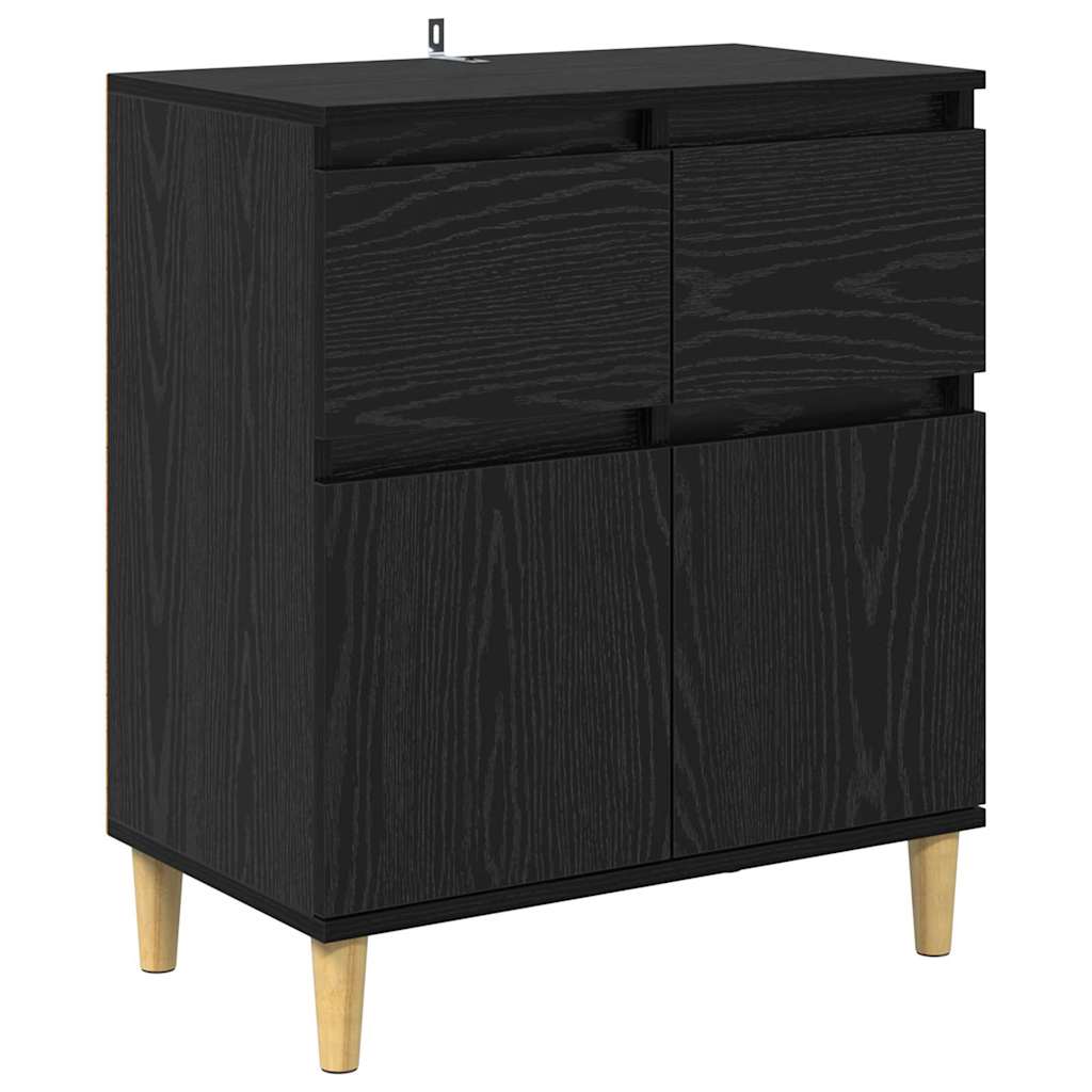 Sideboard Schwarz Eichen-Optik 60 x 35 x 70 cm Holzwerkstoff