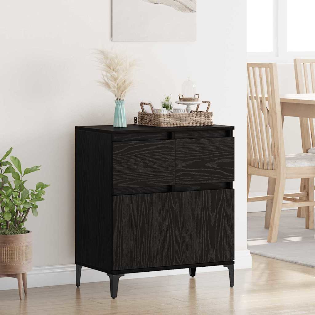 Sideboard mit Schubladen Schwarz Eichen-Optik 60 x 35 x 70 cm