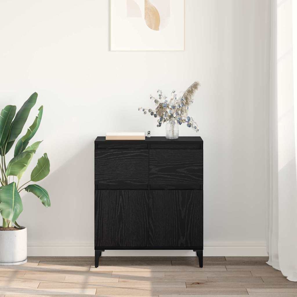 Sideboard mit Schubladen Schwarz Eichen-Optik 60 x 35 x 70 cm