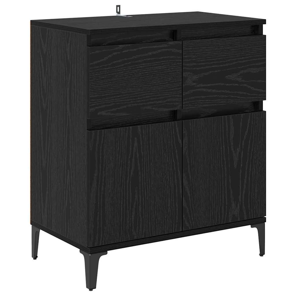 Sideboard mit Schubladen Schwarz Eichen-Optik 60 x 35 x 70 cm