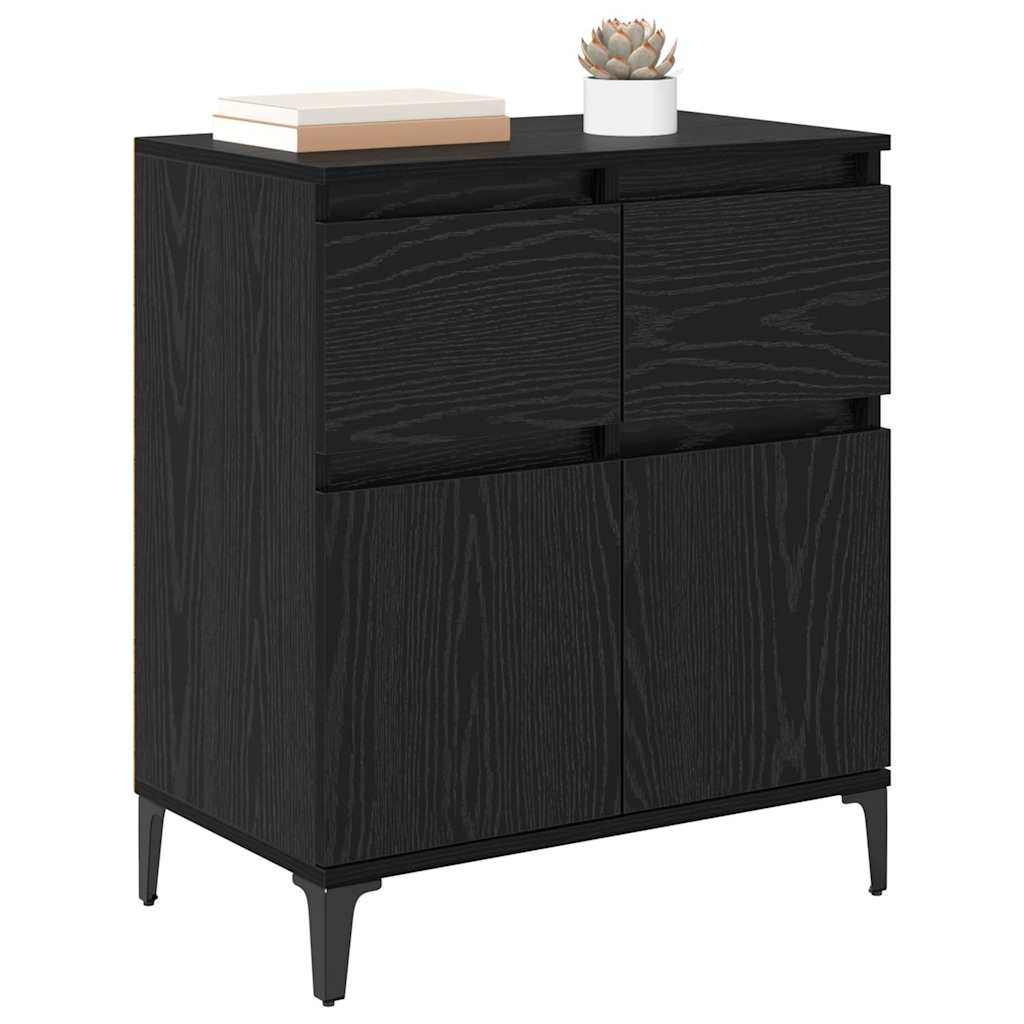 Sideboard mit Schubladen Schwarz Eichen-Optik 60 x 35 x 70 cm