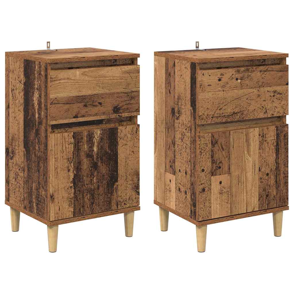 Nachttisch 2 Stk. Altholz 40 x 35 x 70 cm Holzwerkstoff