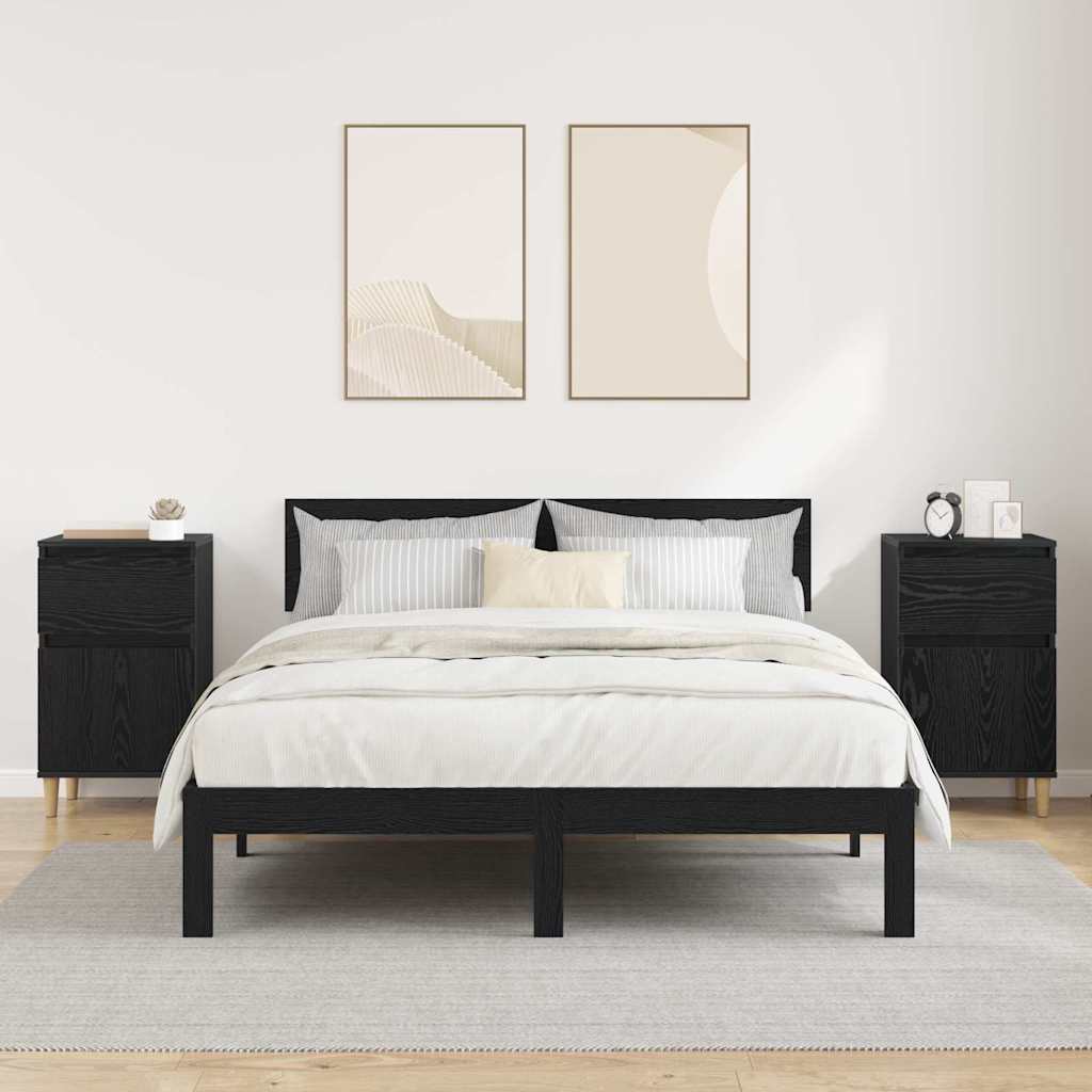 Nachttisch 2 Stk. Schwarz Eichen-Optik 40 x 35 x 70 cm