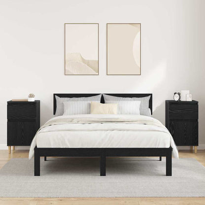 Nachttisch 2 Stk. Schwarz Eichen-Optik 40 x 35 x 70 cm