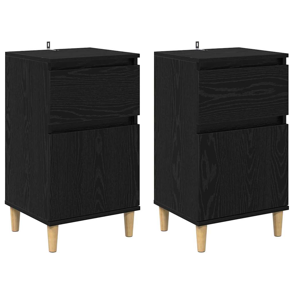 Nachttisch 2 Stk. Schwarz Eichen-Optik 40 x 35 x 70 cm