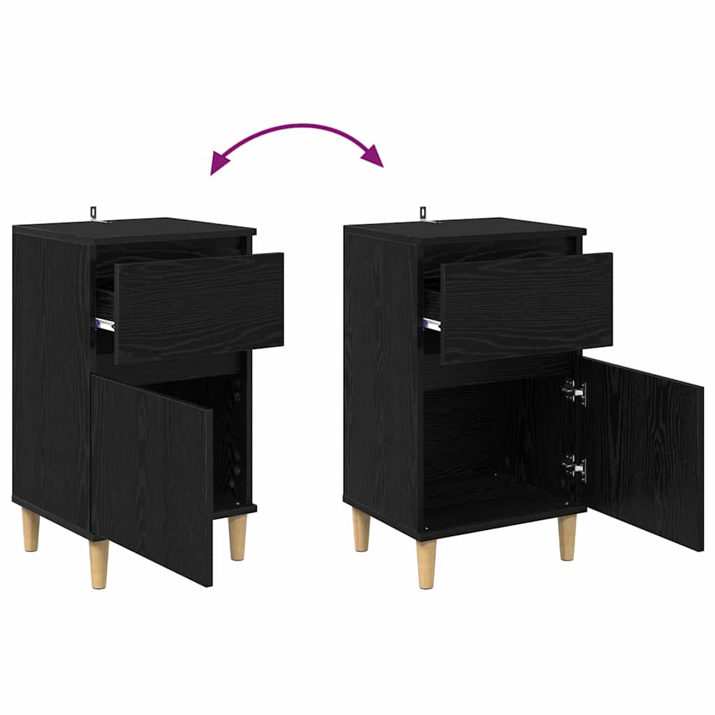 Nachttisch 2 Stk. Schwarz Eichen-Optik 40 x 35 x 70 cm