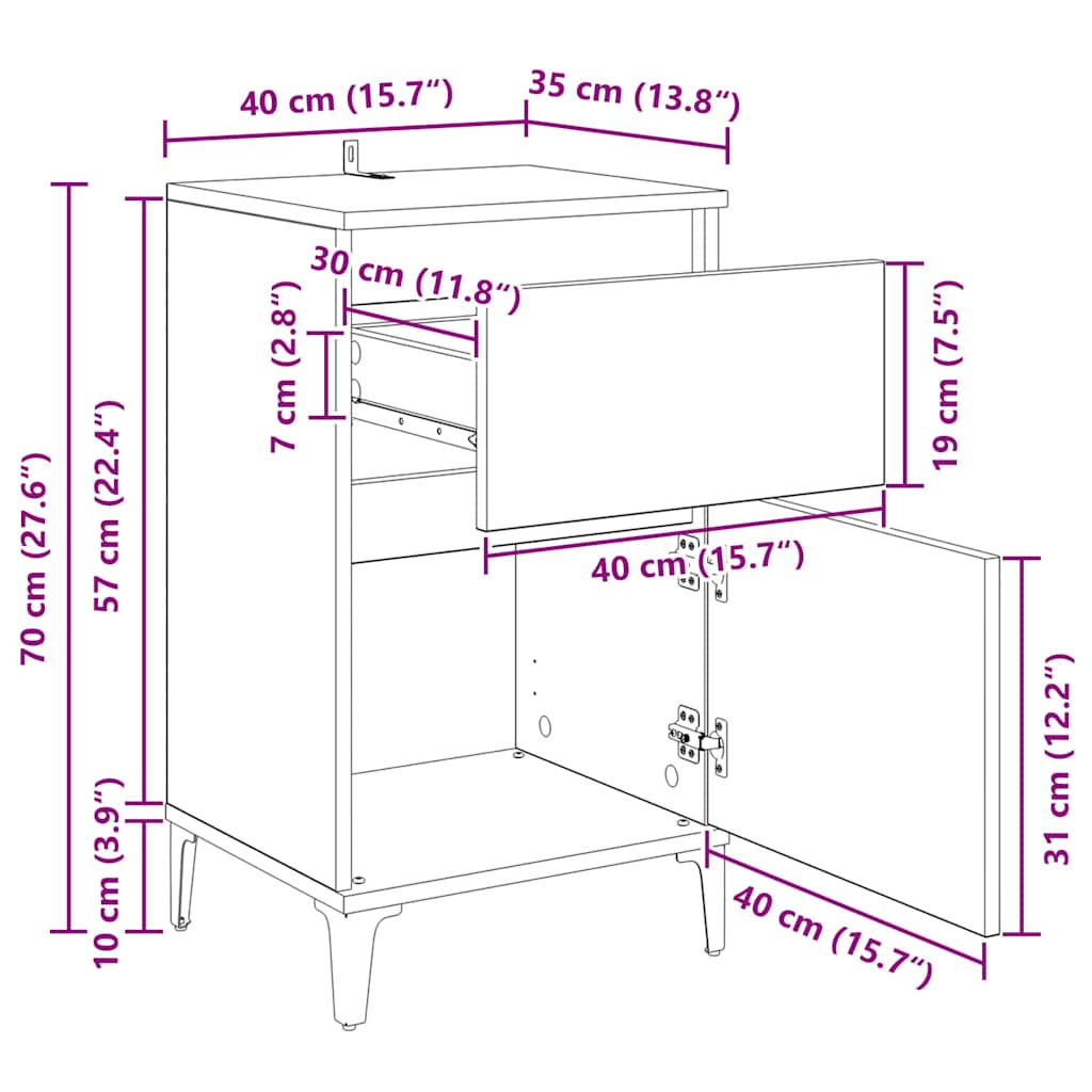 Nachttisch 2 stk. Altholz 40 x 35 x 70 cm Holzwerkstoff
