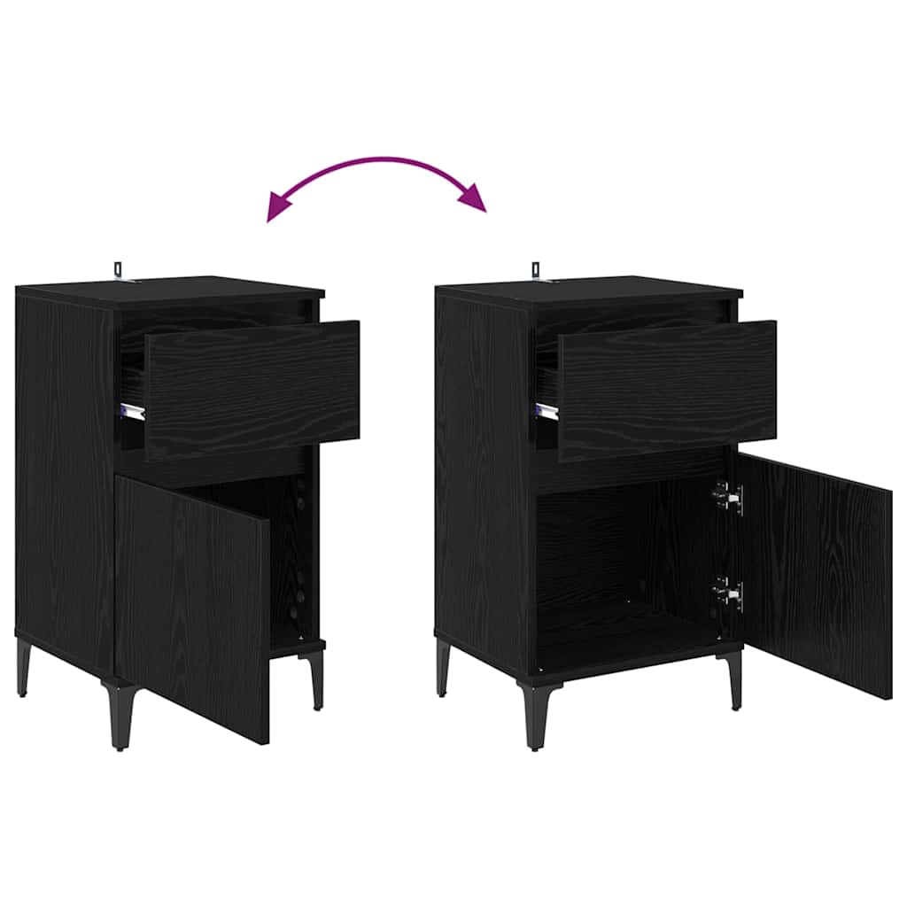 Nachttisch 2 stk. Schwarz Eichen-Optik 40 x 35 x 70 cm