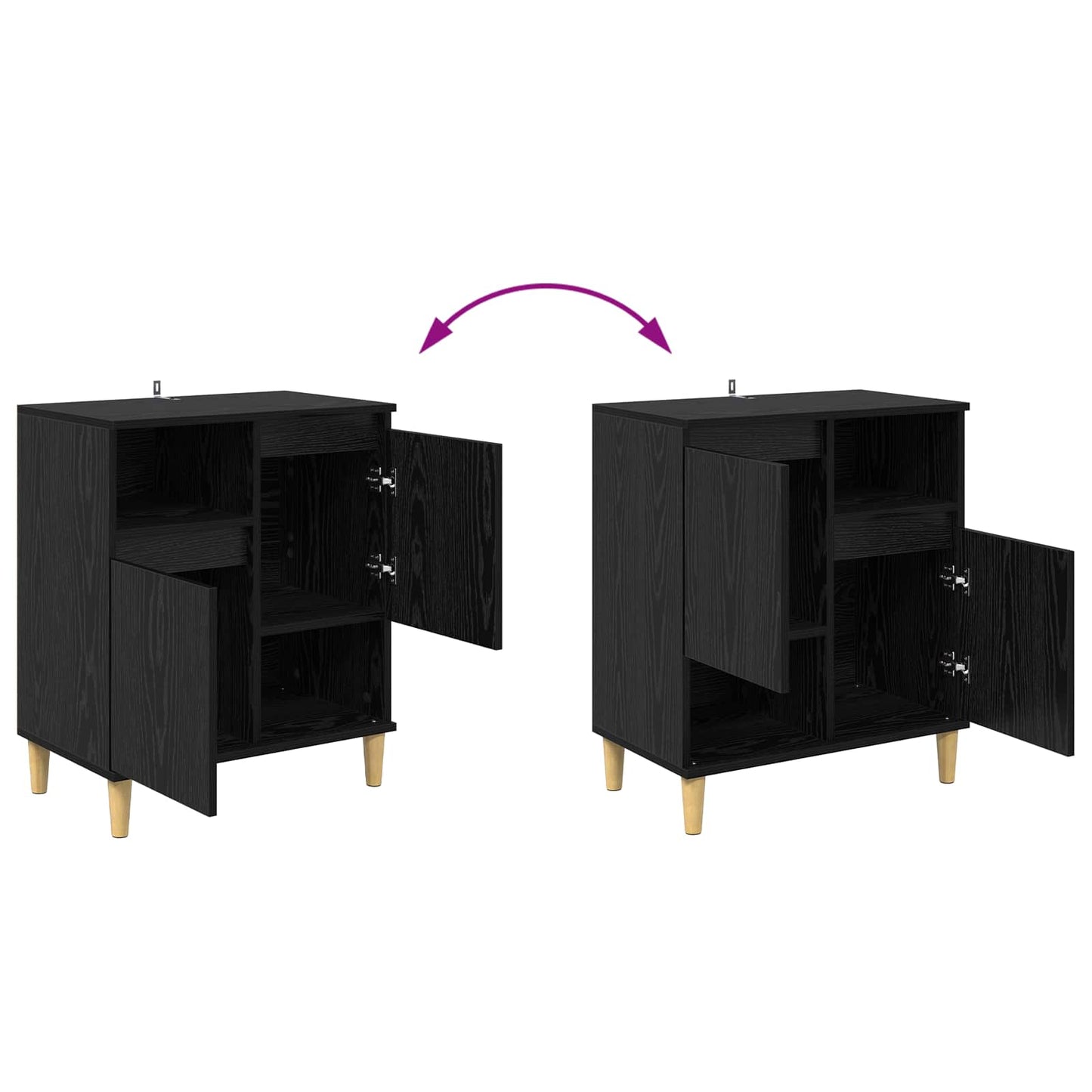 Sideboard Schwarz Eichen-Optik 35 x 60 x 70 cm Holzwerkstoff