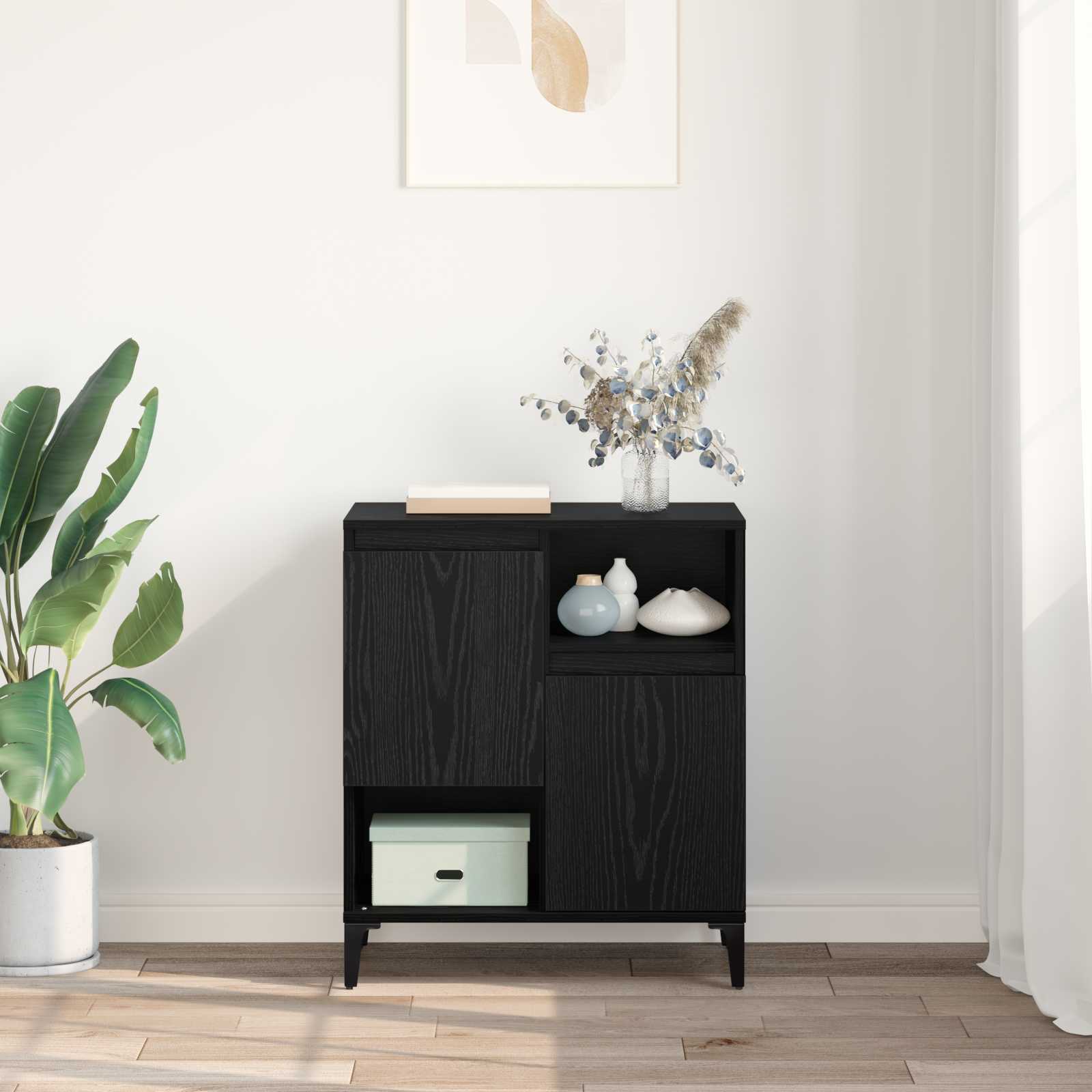 Sideboard Schwarz Eichen-Optik 60 x 35 x 70 cm Holzwerkstoff