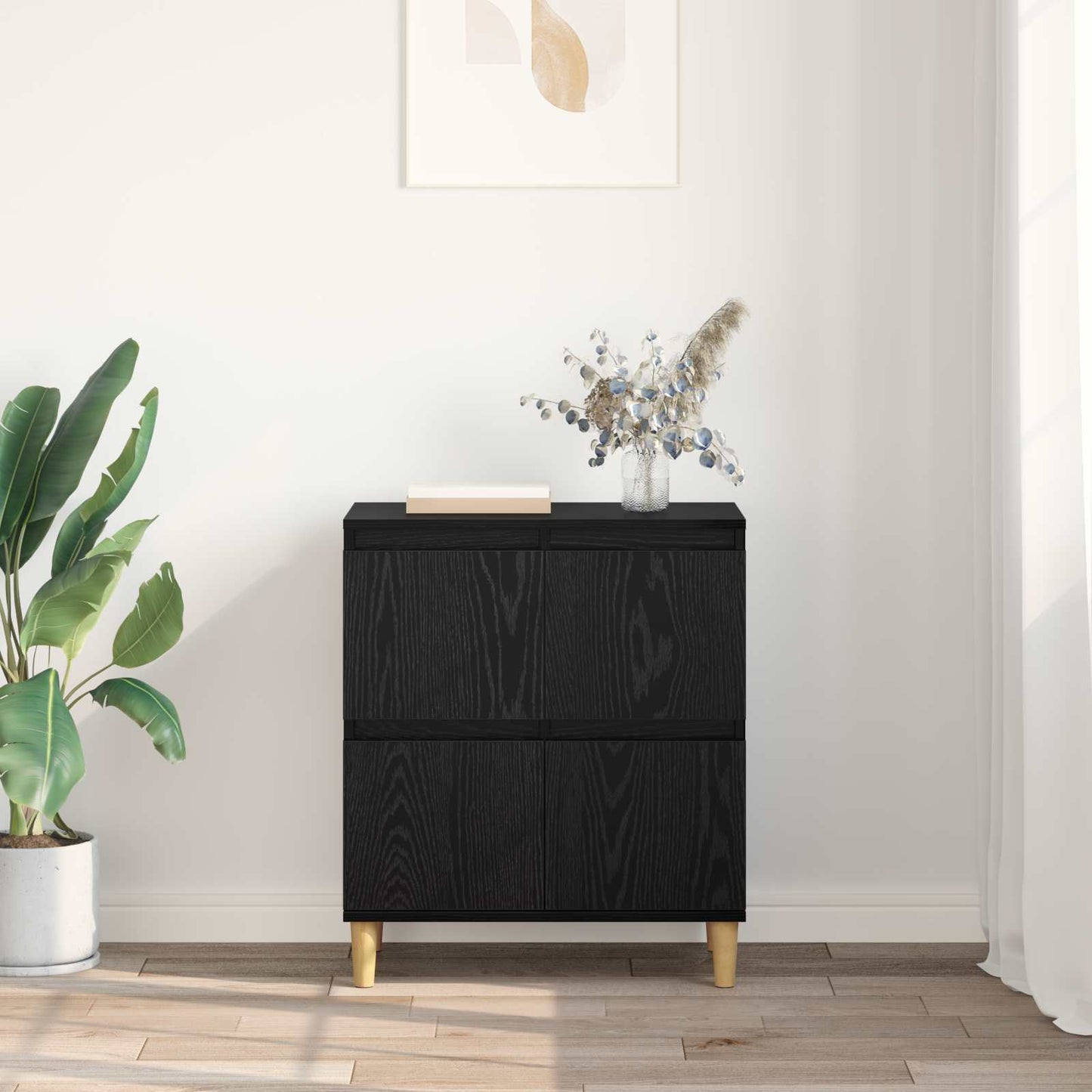 Sideboard Schwarz Eichen-Optik 60 x 35 x 70 cm Holzwerkstoff