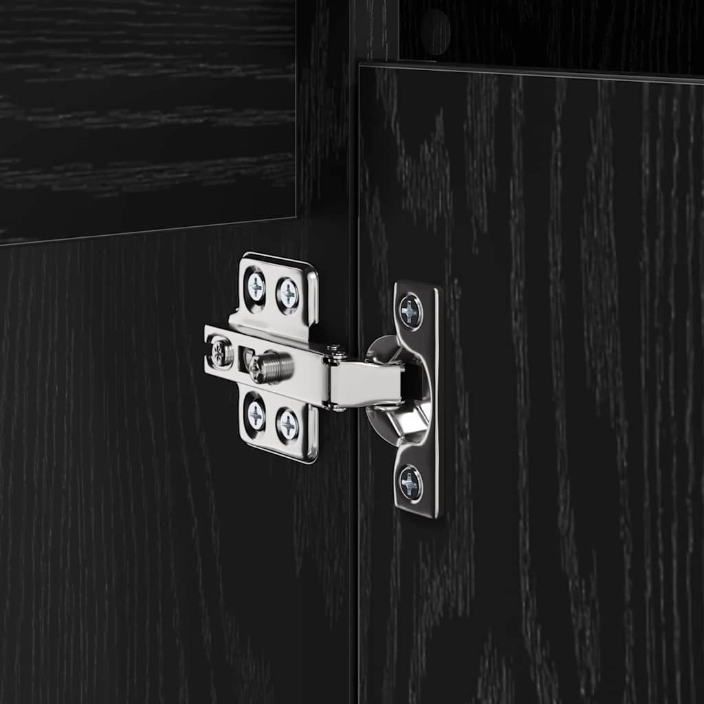 Waschbeckenunterschrank Schwarz Eichen-Optik 80 x 33 x 60 cm