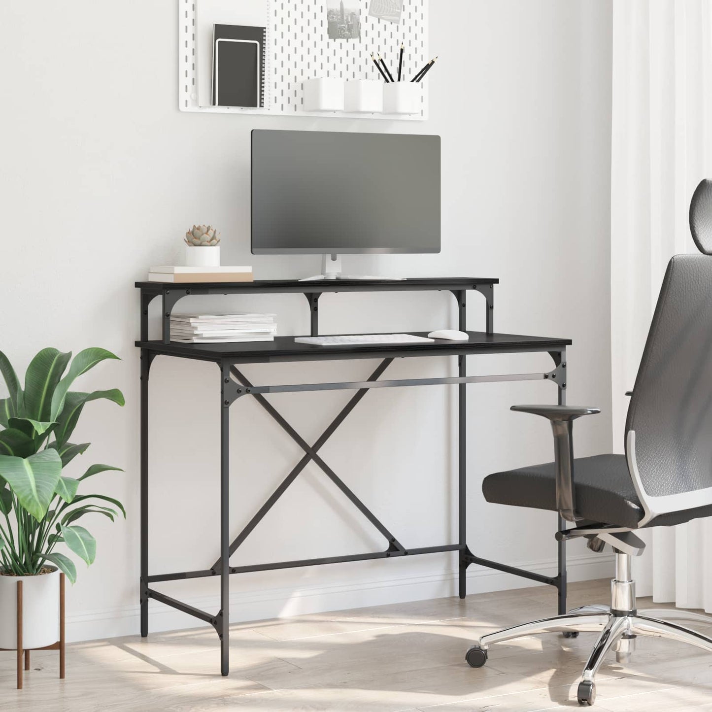 Schreibtisch Schwarz Eichen-Optik 100 x 50 x 90 cm