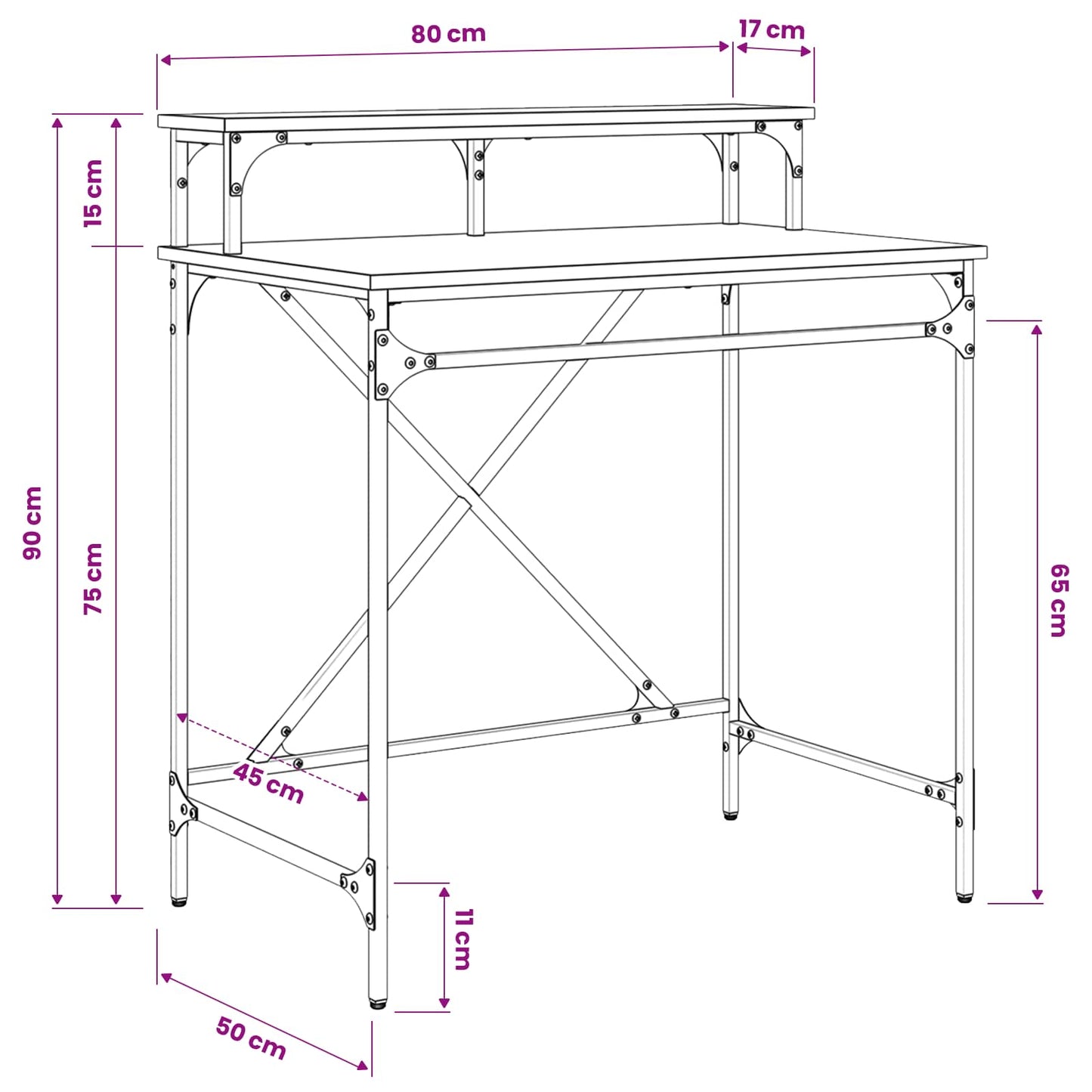 Schreibtisch Altholz 80 x 50 x 90 cm Holzwerkstoff