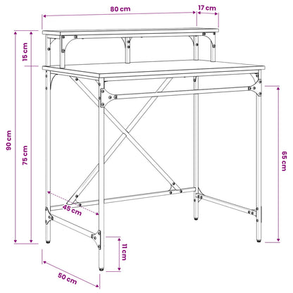 Schreibtisch Schwarz Eichen-Optik 80 x 50 x 90 cm Holzwerkstoff