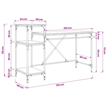 Schreibtisch Artisan-Eiche Holzwerkstoff 135 x 50 x 90 cm