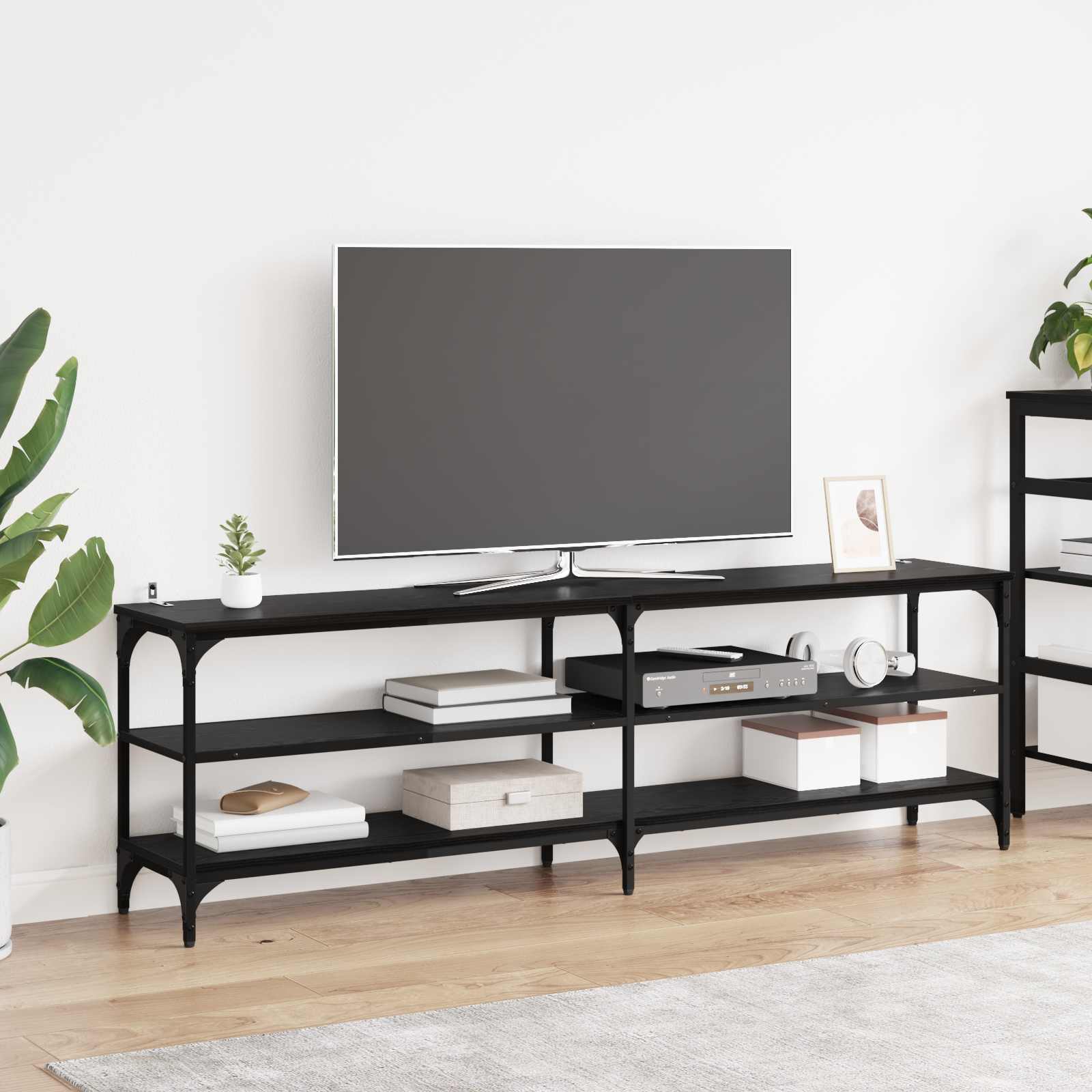 TV-Schränk 160 x 30 x 50 cm Schwarz Eichen-Optik