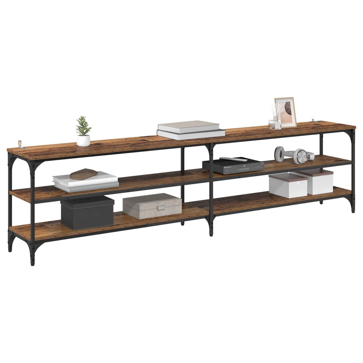 TV-Schränk 200 x 30 x 50 cm Altholz Verbundholz und Eisen